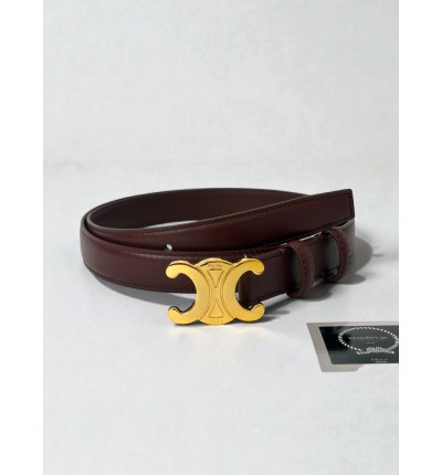 Celine belt 2.5cm burgundy 