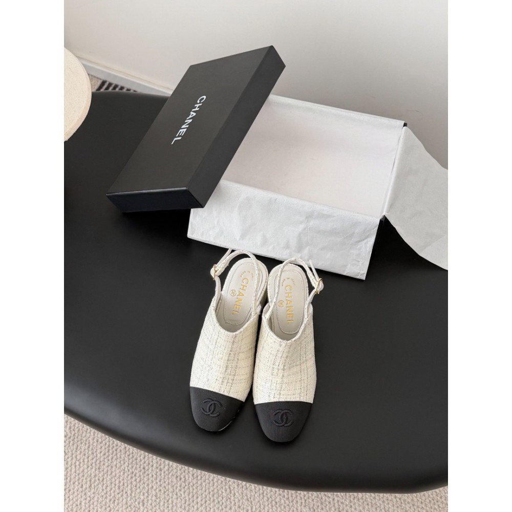 Chanel slingback mules tweed & grosgrain 36-41 Shoes