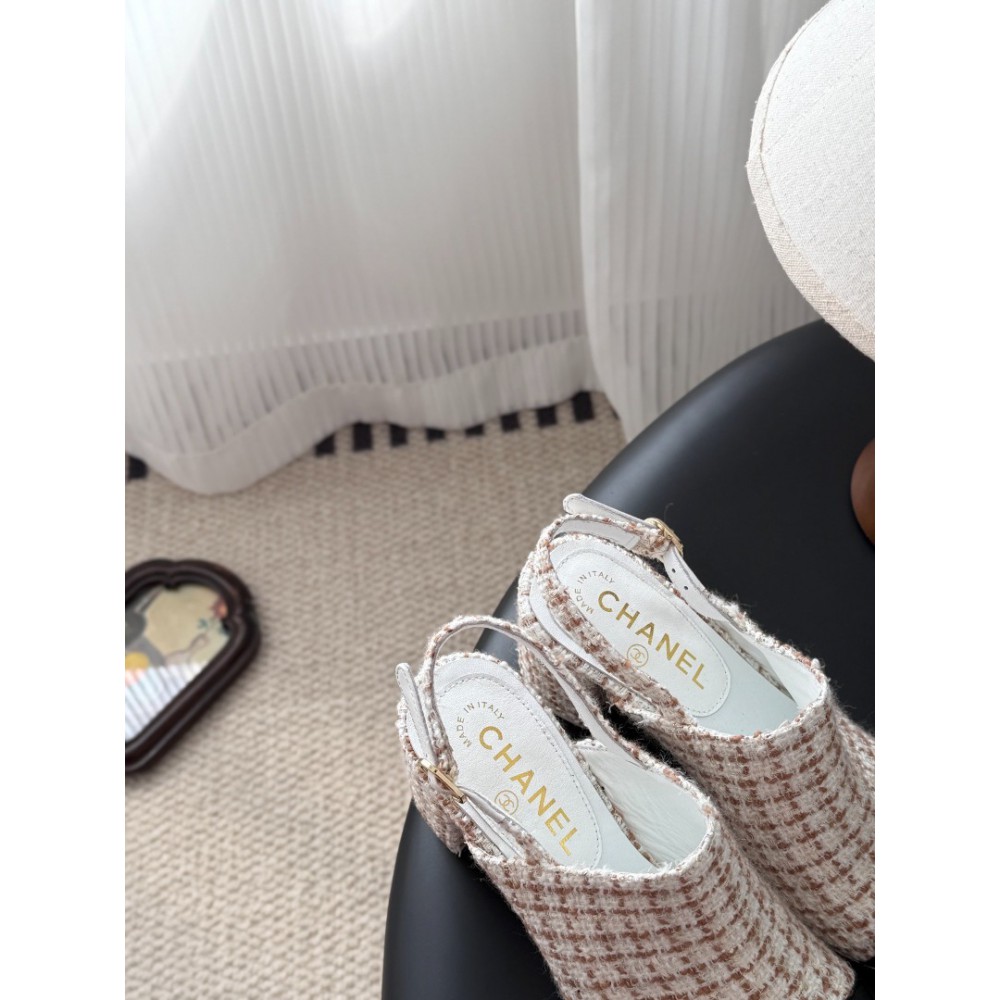 Chanel slingback mules tweed & grosgrain 36-41 Shoes