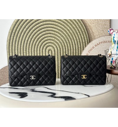 Chanel classic flap bag jumbo size grained leather 30x21cm