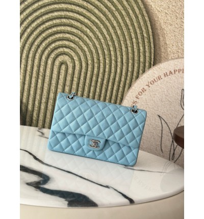 Chanel classic flap bag medium size 25x16x7cm REAL GRAINED LEATHER 100%