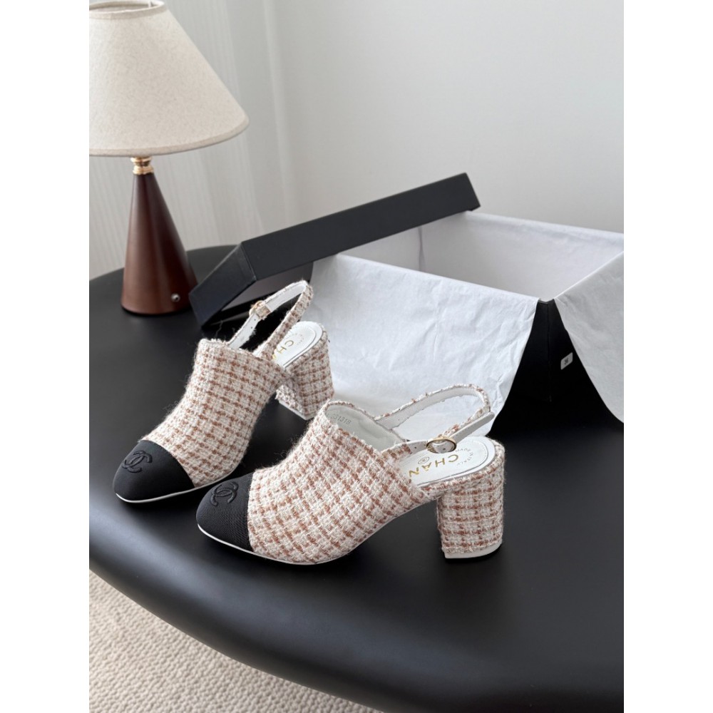 Chanel slingback mules tweed & grosgrain 36-41 Shoes
