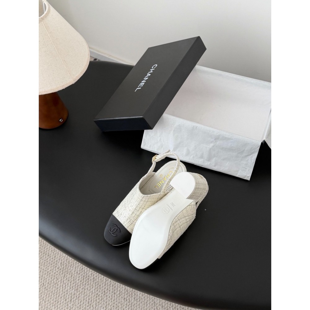 Chanel slingback mules tweed & grosgrain 36-41 Shoes