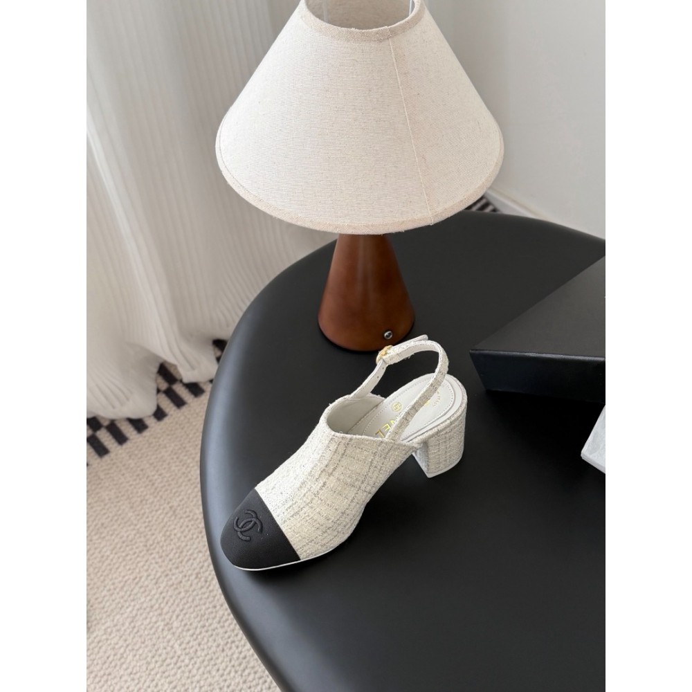 Chanel slingback mules tweed & grosgrain 36-41 Shoes