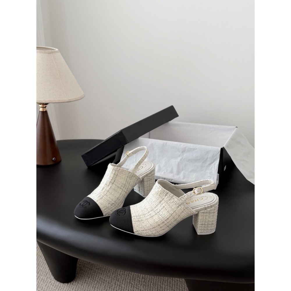 Chanel slingback mules tweed & grosgrain 36-41 Shoes