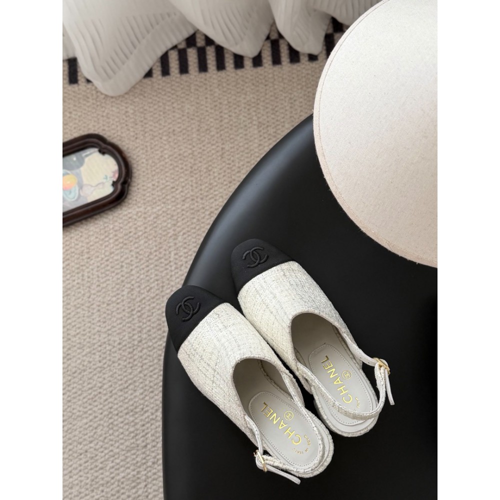 Chanel slingback mules tweed & grosgrain 36-41 Shoes