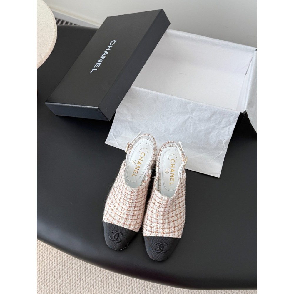 Chanel slingback mules tweed & grosgrain 36-41 Shoes