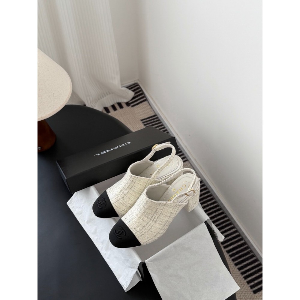 Chanel slingback mules tweed & grosgrain 36-41 Shoes