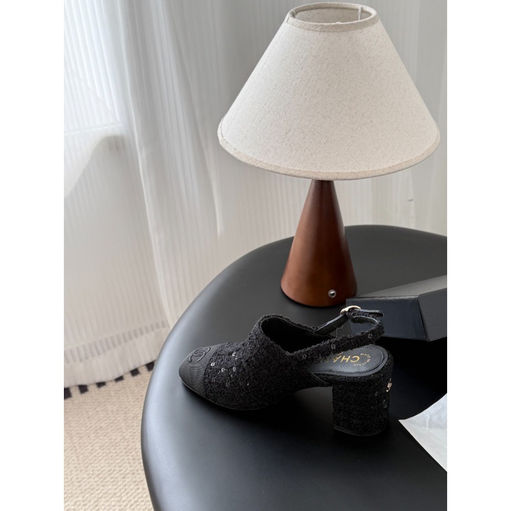 Chanel slingback mules tweed & grosgrain 36-41 Shoes