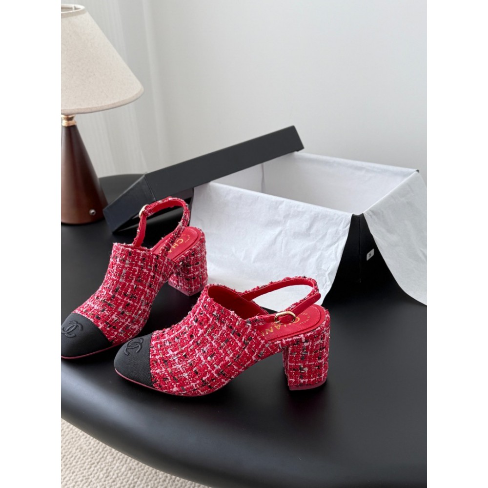 Chanel slingback mules tweed & grosgrain 36-41 Shoes