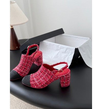 Chanel slingback mules tweed & grosgrain 36-41