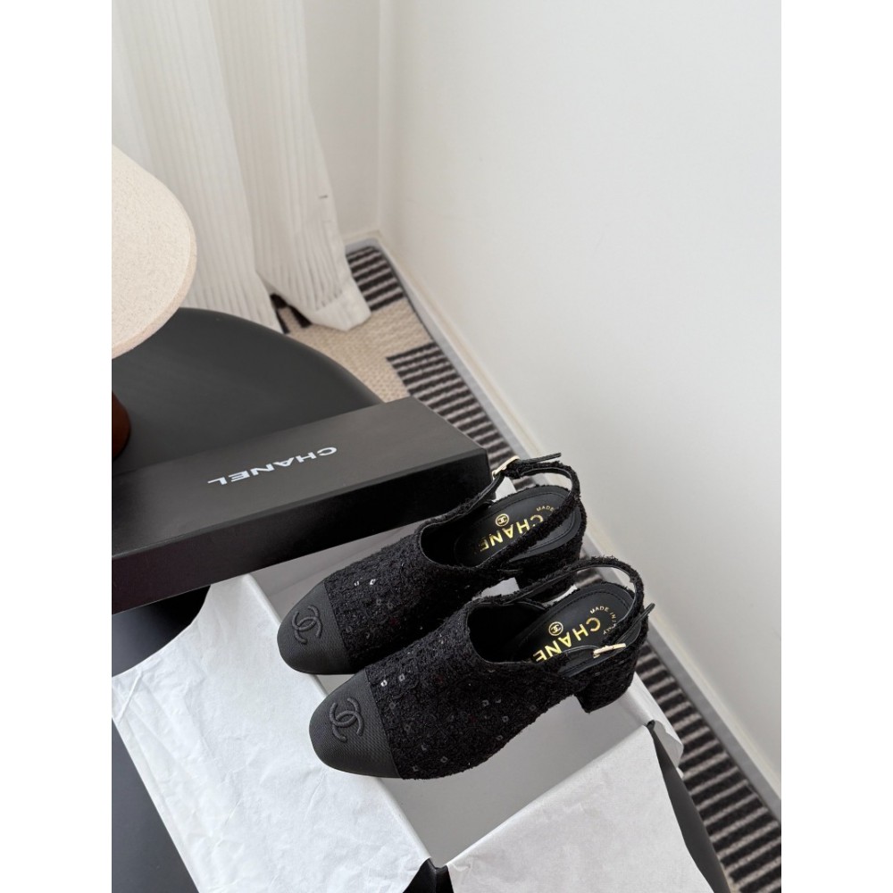 Chanel slingback mules tweed & grosgrain 36-41 Shoes