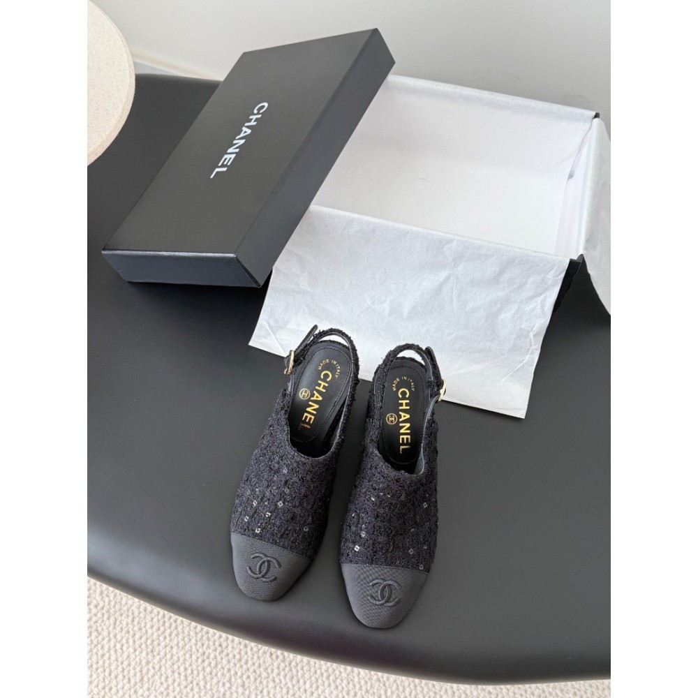 Chanel slingback mules tweed & grosgrain 36-41 Shoes