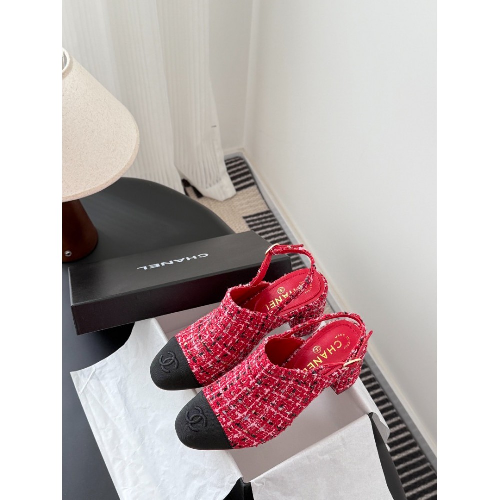 Chanel slingback mules tweed & grosgrain 36-41 Shoes