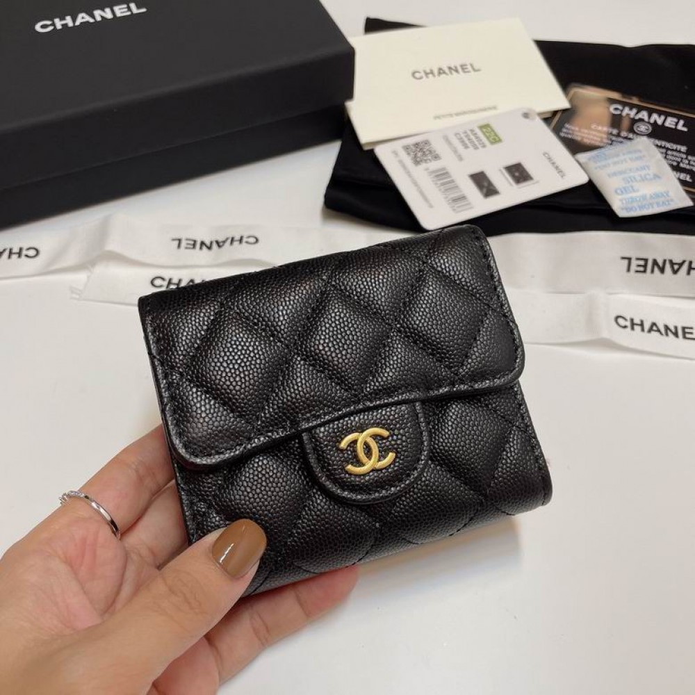 Chanel compact wallet grained leather 100% 10.5x9cm Accesories