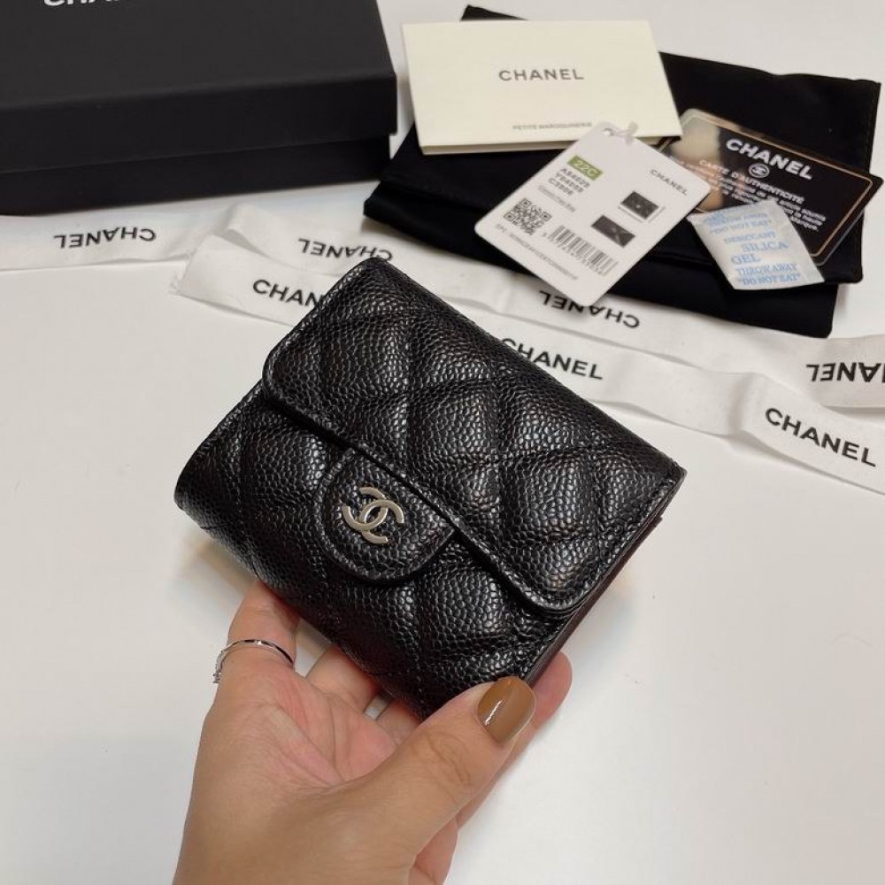 Chanel compact wallet grained leather 100% 10.5x9cm Accesories