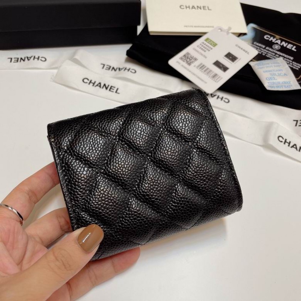 Chanel compact wallet grained leather 100% 10.5x9cm Accesories