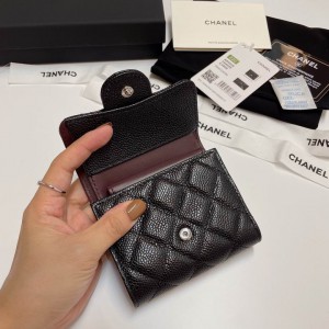 Chanel compact wallet grained leather 100% 10.5x9cm Accesories
