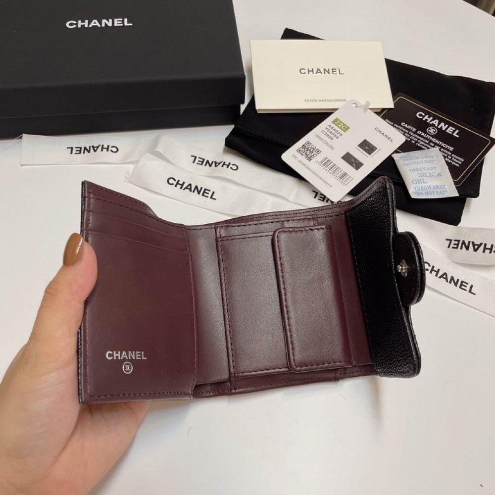 Chanel compact wallet grained leather 100% 10.5x9cm Accesories