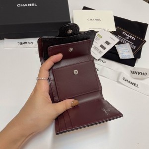 Chanel compact wallet grained leather 100% 10.5x9cm Accesories