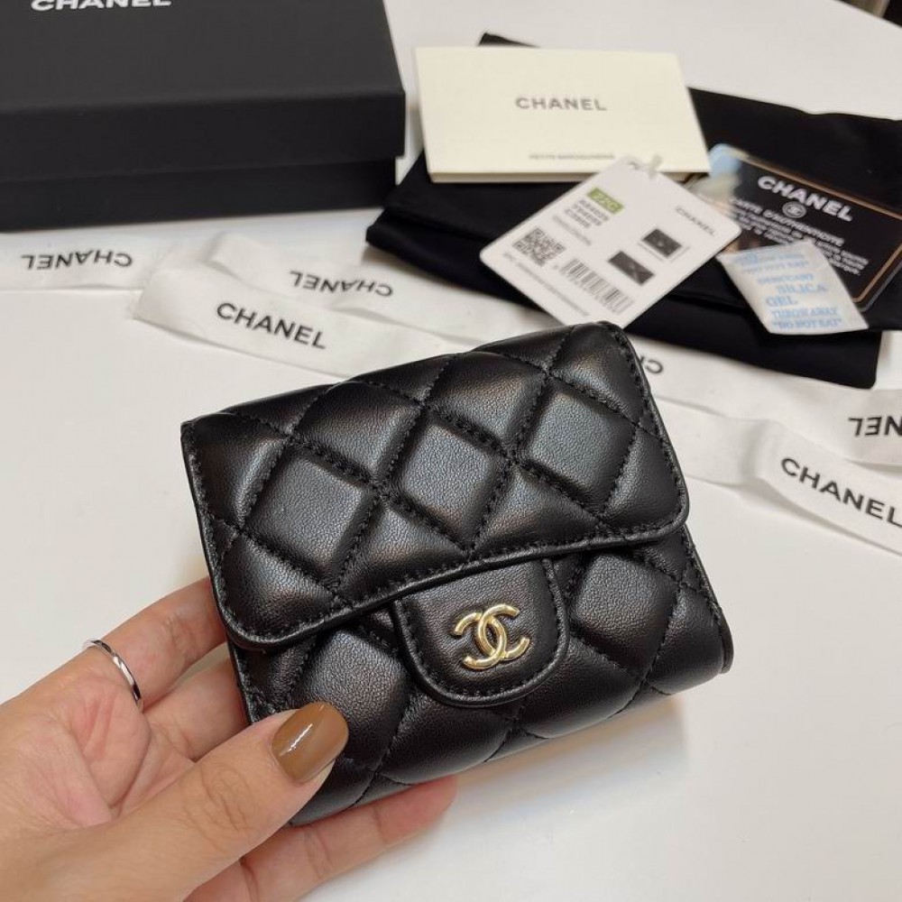 Chanel compact wallet grained leather 100% 10.5x9cm Accesories