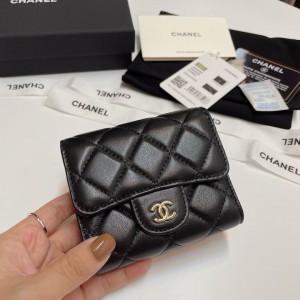 Chanel compact wallet grained leather 100% 10.5x9cm Accesories