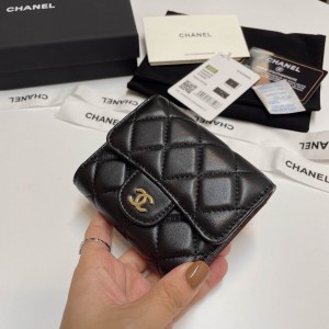 Chanel compact wallet grained leather 100% 10.5x9cm Accesories