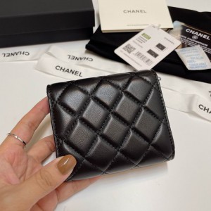 Chanel compact wallet grained leather 100% 10.5x9cm Accesories