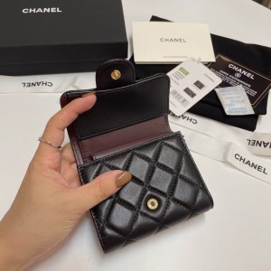 Chanel compact wallet grained leather 100% 10.5x9cm Accesories