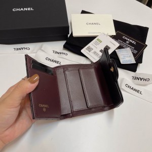 Chanel compact wallet grained leather 100% 10.5x9cm Accesories