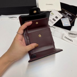 Chanel compact wallet grained leather 100% 10.5x9cm Accesories