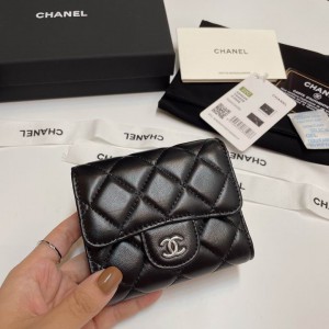 Chanel compact wallet grained leather 100% 10.5x9cm Accesories