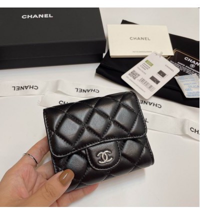 Chanel compact wallet leather 100% 10.5x9cm