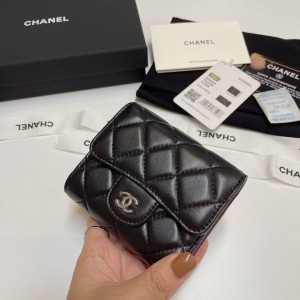 Chanel compact wallet grained leather 100% 10.5x9cm Accesories