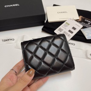 Chanel compact wallet grained leather 100% 10.5x9cm Accesories