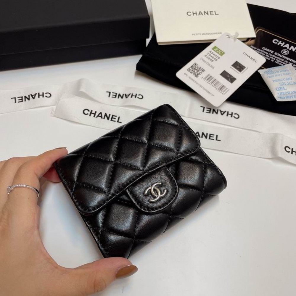 Chanel compact wallet grained leather 100% 10.5x9cm Accesories