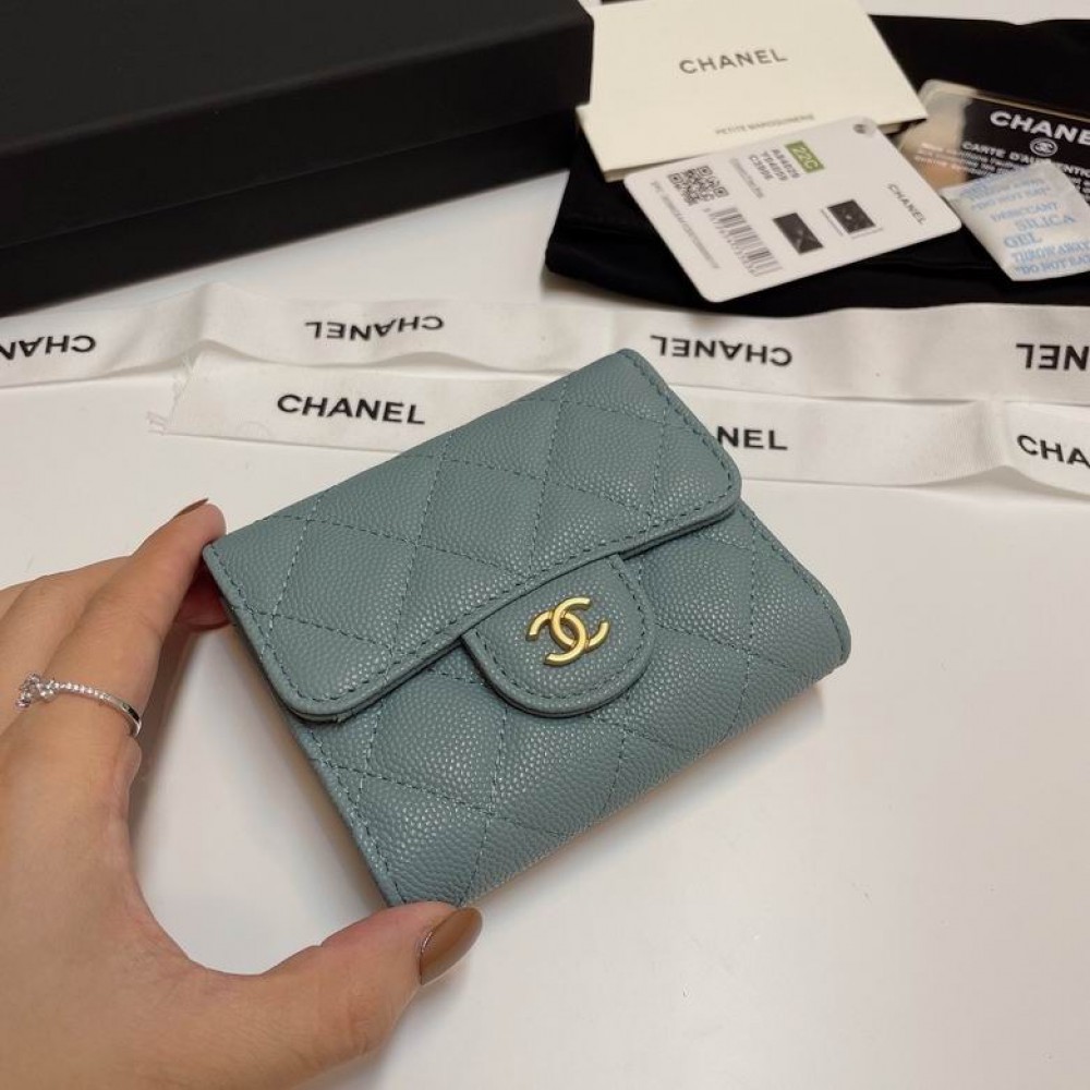 Chanel compact wallet grained leather 100% 10.5x9cm Accesories