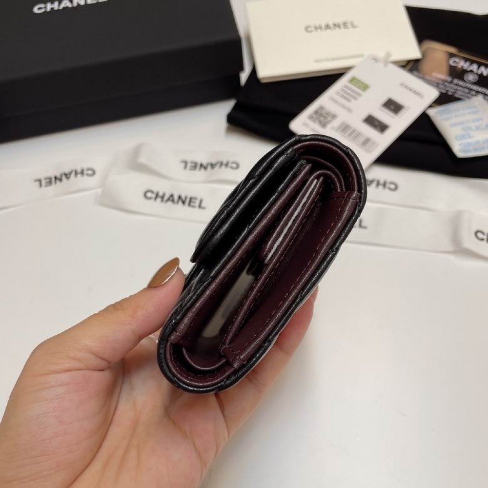 Chanel compact wallet grained leather 100% 10.5x9cm Accesories