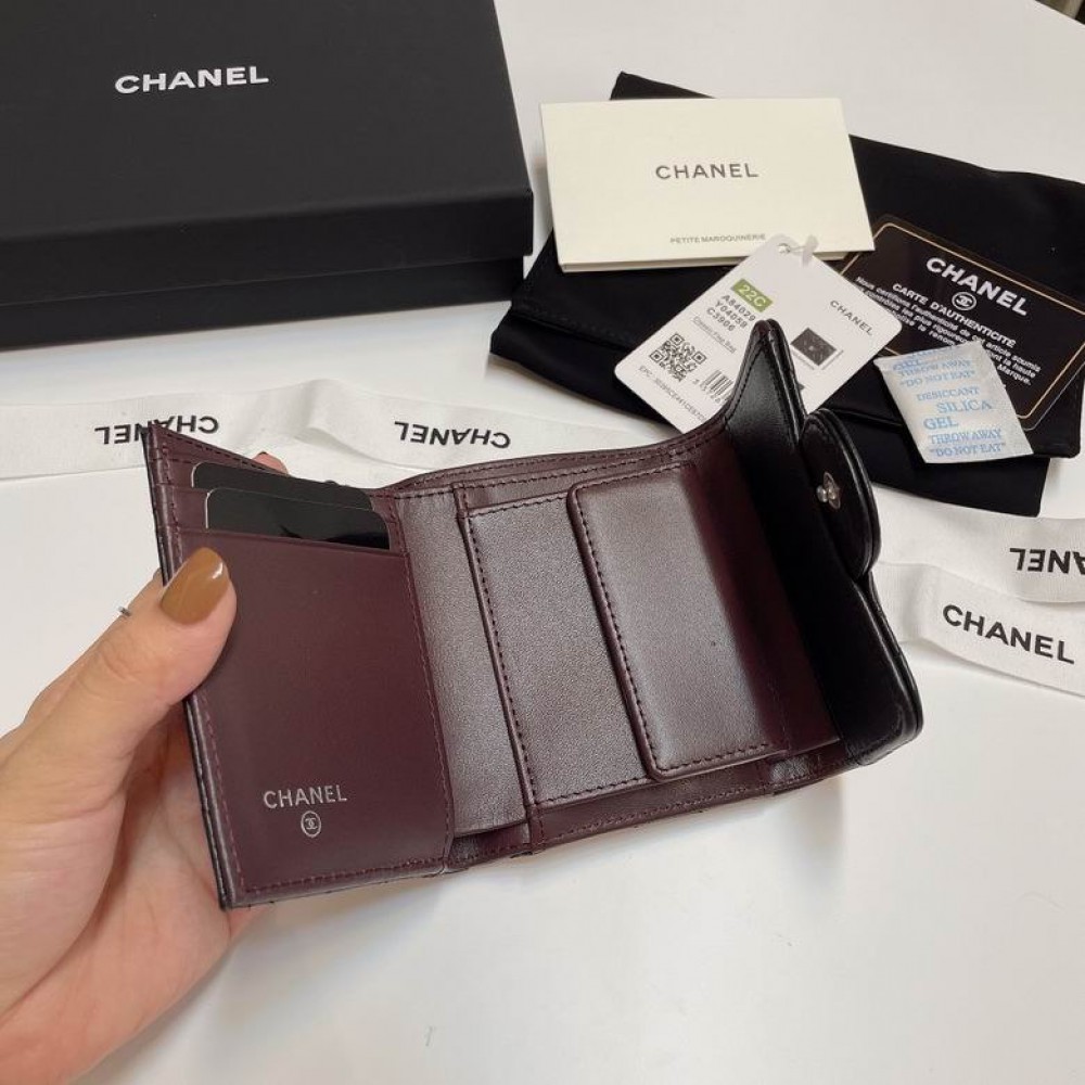 Chanel compact wallet grained leather 100% 10.5x9cm Accesories