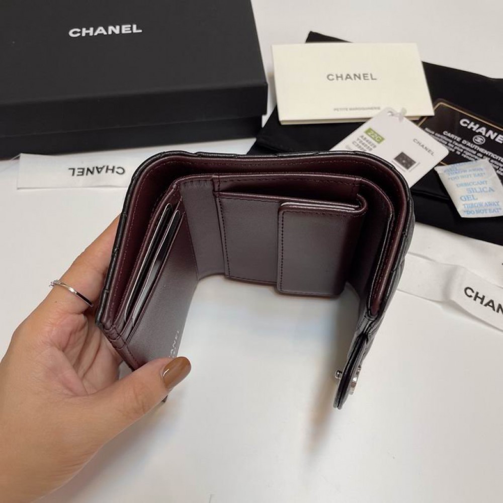 Chanel compact wallet grained leather 100% 10.5x9cm Accesories