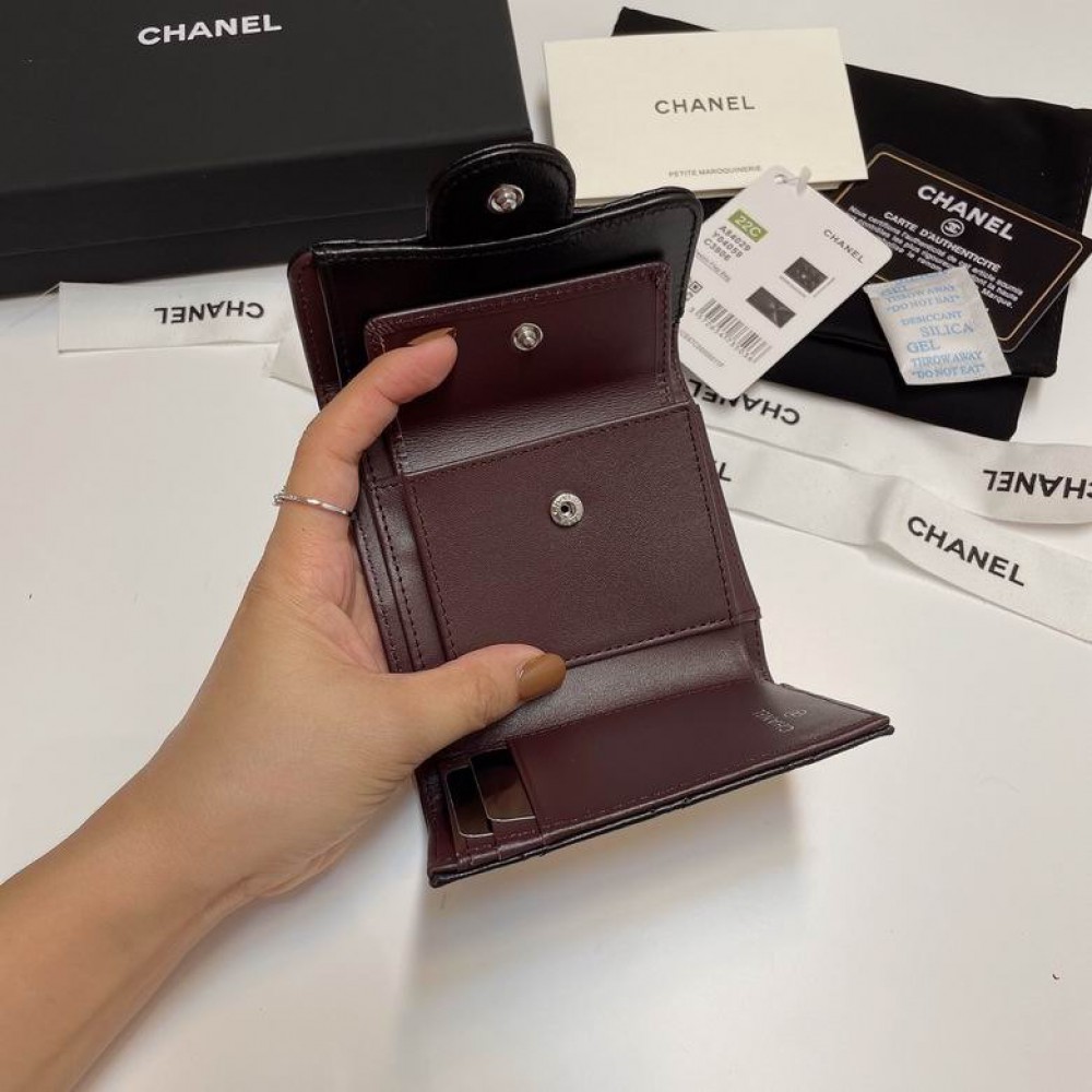 Chanel compact wallet grained leather 100% 10.5x9cm Accesories