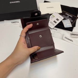 Chanel compact wallet grained leather 100% 10.5x9cm Accesories