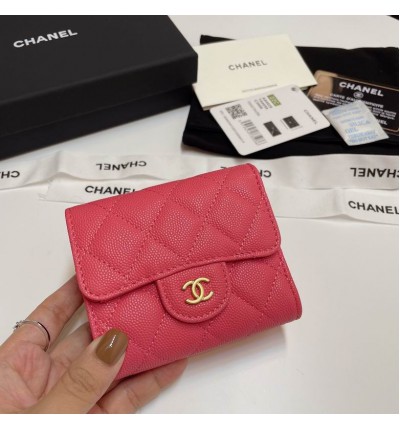 Chanel compact wallet grained leather 100% 10.5x9cm