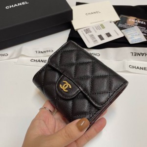 Chanel compact wallet grained leather 100% 10.5x9cm Accesories