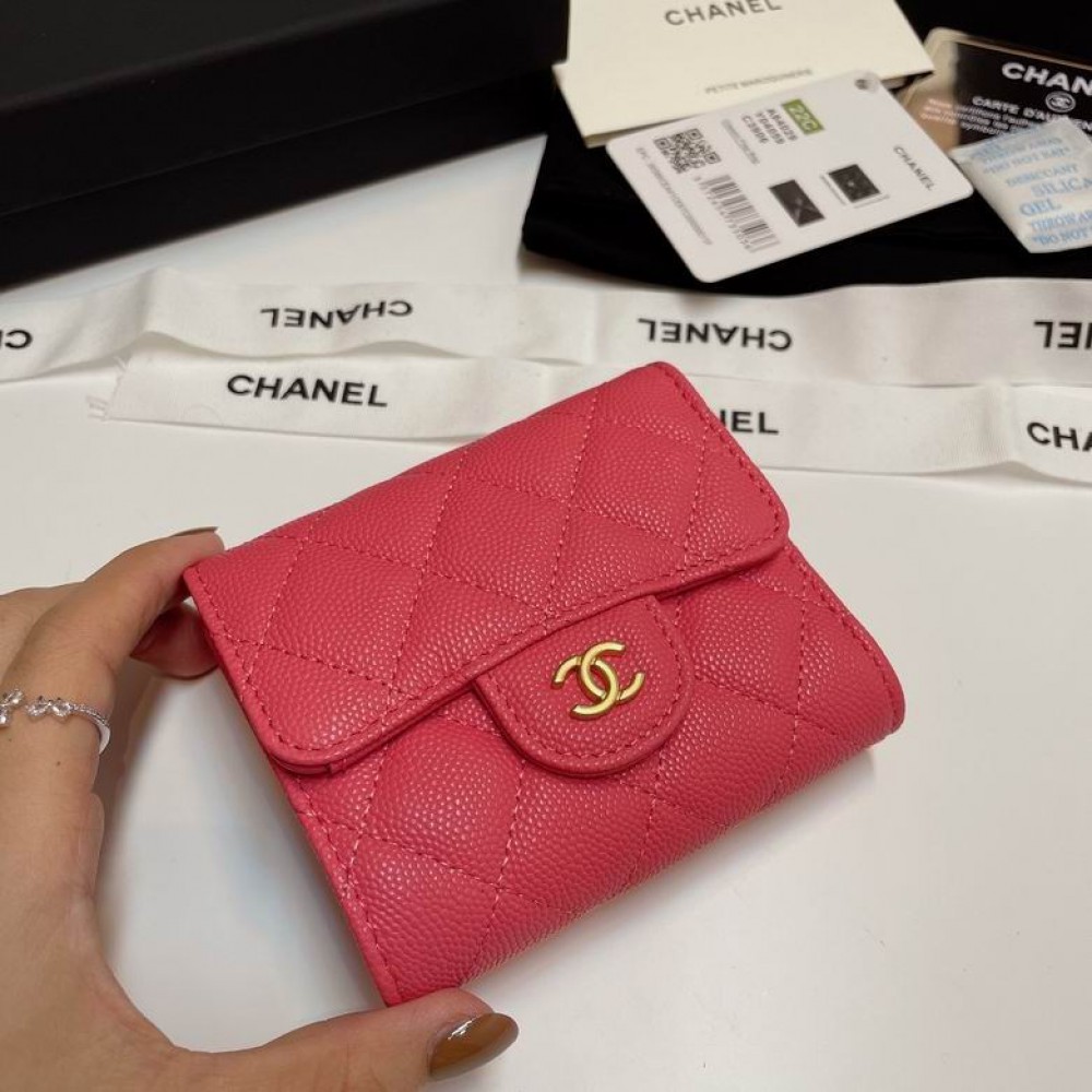 Chanel compact wallet grained leather 100% 10.5x9cm Accesories