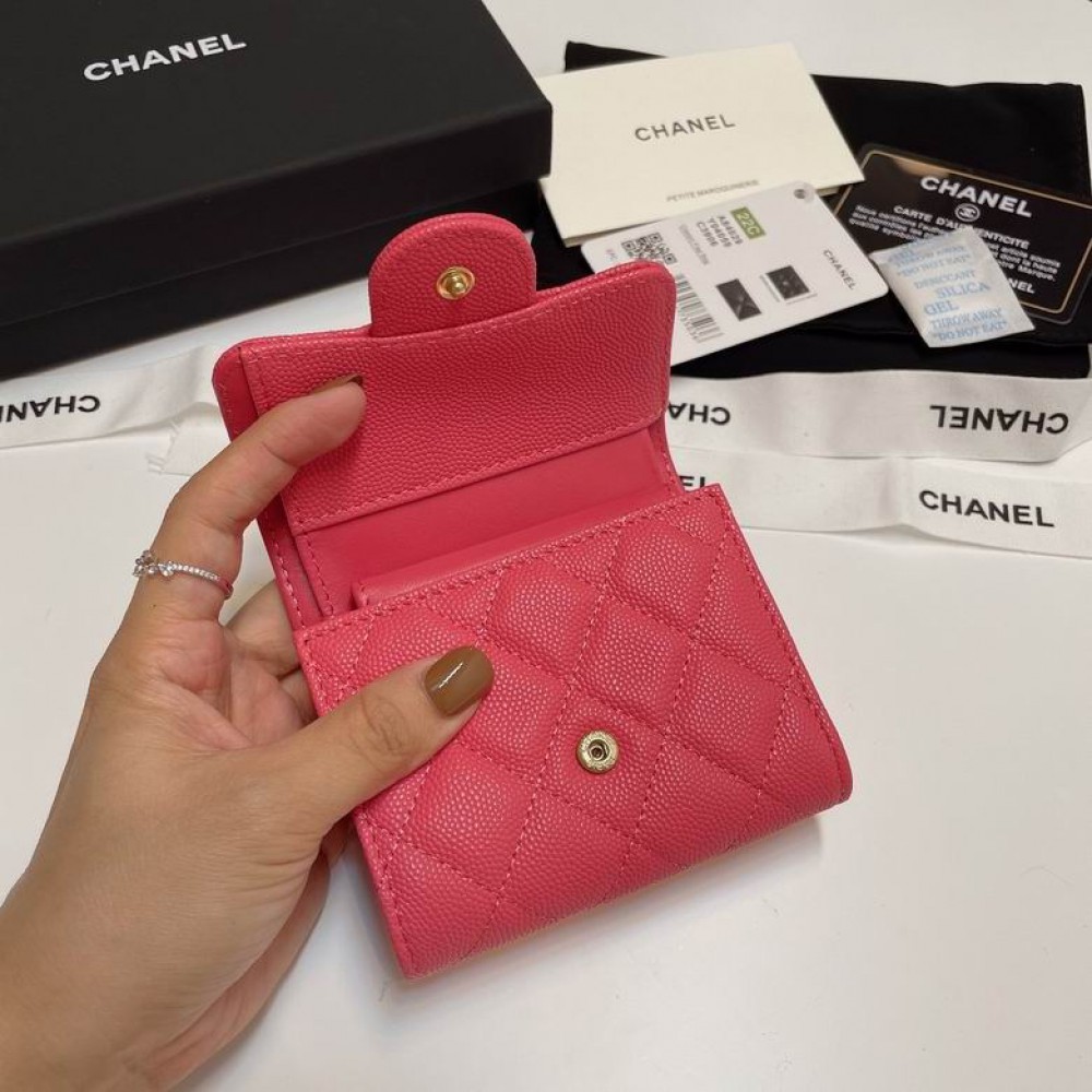 Chanel compact wallet grained leather 100% 10.5x9cm Accesories