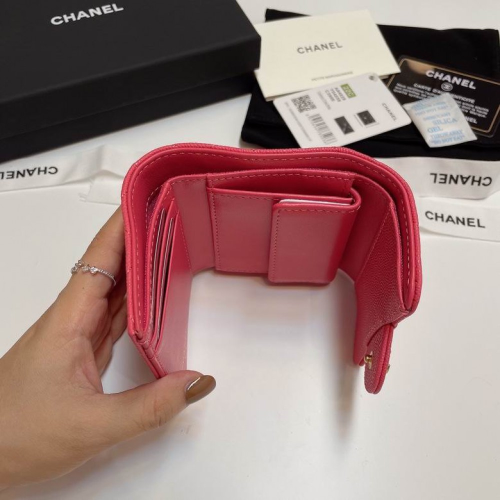 Chanel compact wallet grained leather 100% 10.5x9cm Accesories