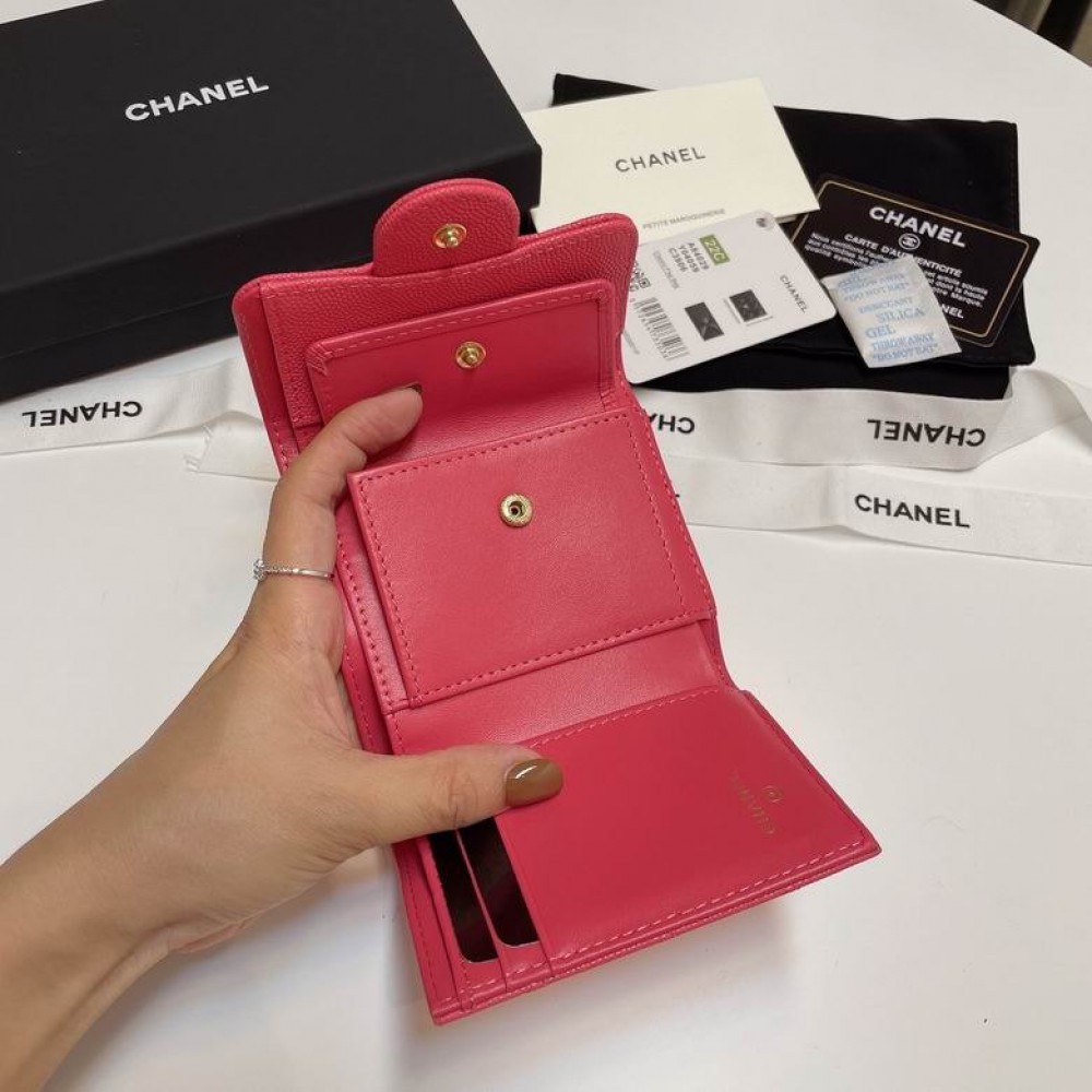 Chanel compact wallet grained leather 100% 10.5x9cm Accesories