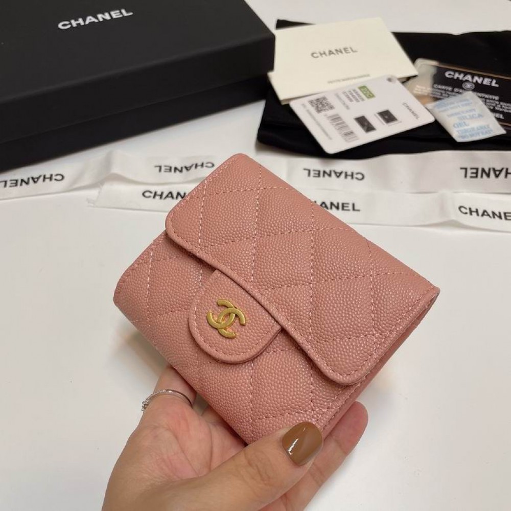Chanel compact wallet grained leather 100% 10.5x9cm Accesories