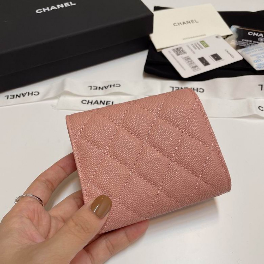 Chanel compact wallet grained leather 100% 10.5x9cm Accesories